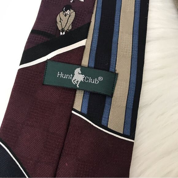 Vintage Men’s Hunt Club Golfer Golf Image Print Tie - Picture 7 of 7